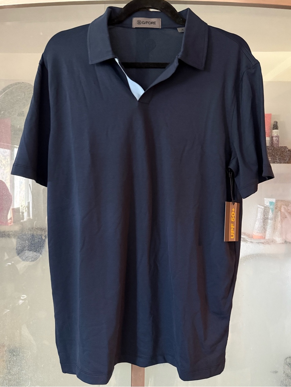 G/FORE Men's Navy Blue Polo with Contrast Placket